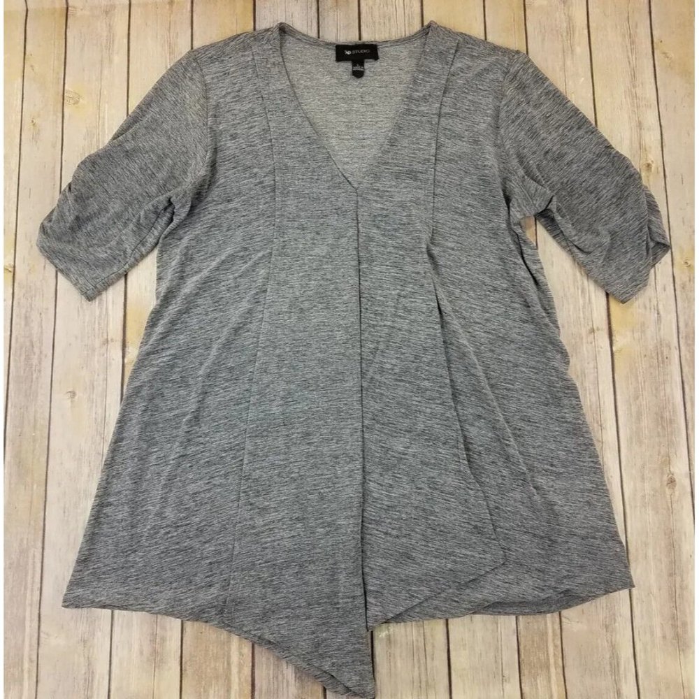 AB Studio Women’s Short Sleeves V-Neck Casual Top Blouse Size L Gray B58 - Picture 1 of 10